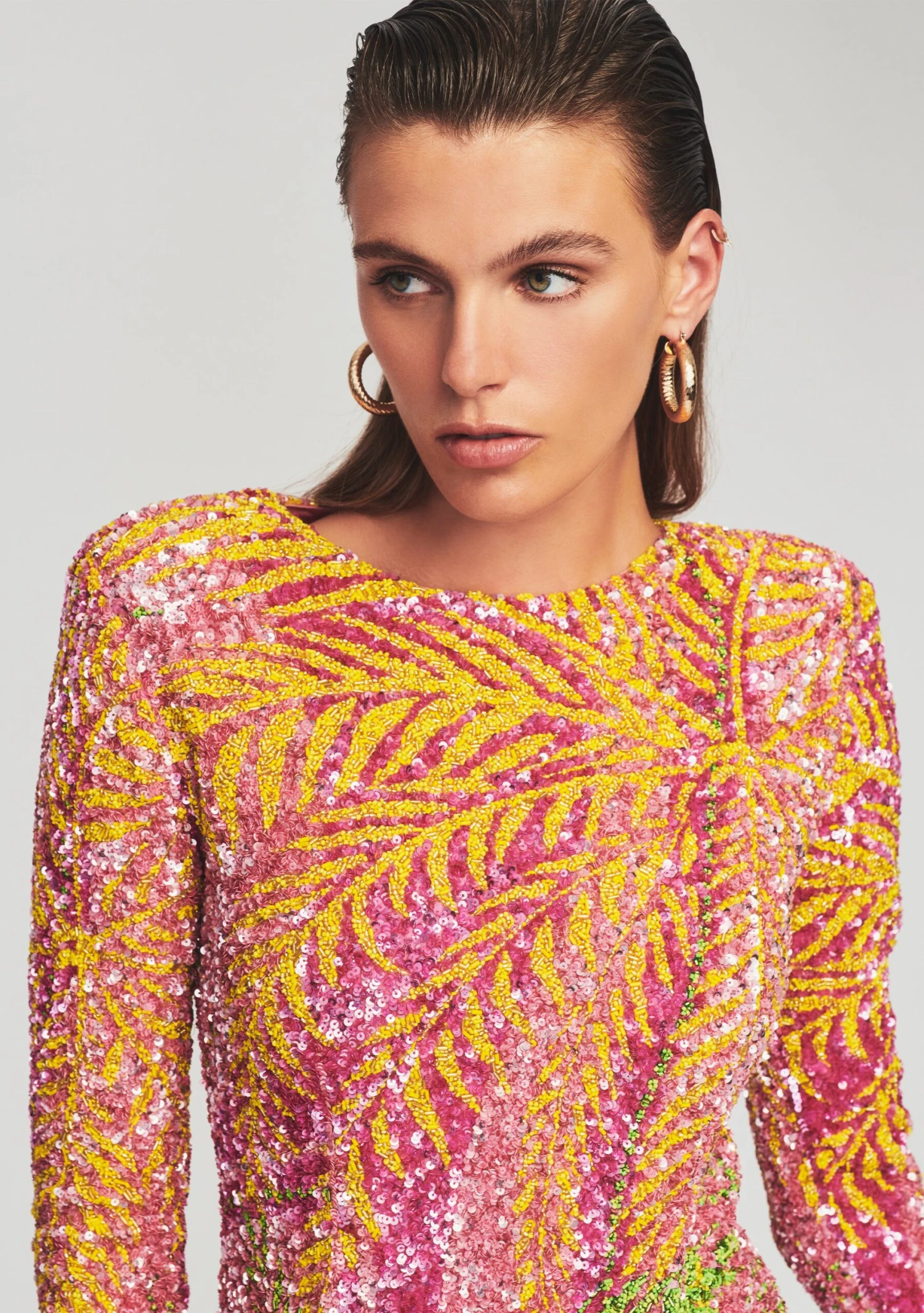 Nikki Sequin Palm Dress 2 Nikki Sequin Palm Dress - Image 2