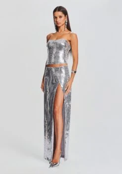 Savannah Sequin Maxi Skirt -TrendAura Store Ecommerce Crop 23 09 21 ORENBUSTIER SAVANNAHSKIRT SILVER 2960 ECOMM 7b76bd70 49f8 4f4f 972c 3b63219f7369