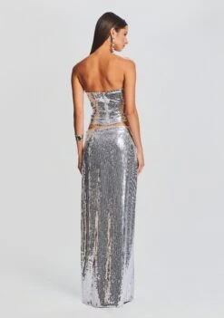 Savannah Sequin Maxi Skirt -TrendAura Store Ecommerce Crop 23 09 21 ORENBUSTIER SAVANNAHSKIRT SILVER 2966 ECOMM 19ec46e8 03cc 4718 820f f118d00386d0