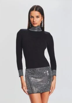 Rue Embellished Knit Dress -TrendAura Store Ecommerce Crop 23 09 22 RUEDRESS BLACK 1091 ECOMM