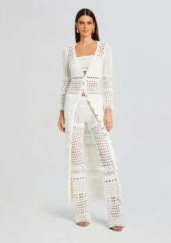 Alaia Knit Crochet Cardigan -TrendAura Store Ecommerce Crop 23 10 25 ALAIACARDIGAN KYLAPANT LUIZTOP IRIDESCENTWHITE 239 ECOMM d0775125 68f5 459a 9027 d9e213604a86
