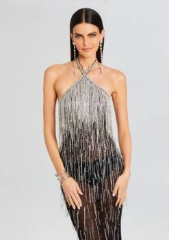 Belle Embellished Fringe Dress -TrendAura Store Ecommerce Crop 23 10 25 BELLEDRESS BLACKSILVER 2897 ECOMM