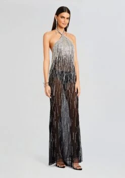 Belle Embellished Fringe Dress -TrendAura Store Ecommerce Crop 23 10 25 BELLEDRESS BLACKSILVER 2904 ECOMM