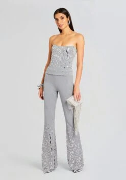 Chloe Embellished Top -TrendAura Store Ecommerce Crop 23 11 15 CHLOEPTOP ARAMPANT GREYSILVER 2626 ECOMM