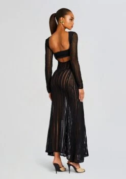 Saley Long Dress -TrendAura Store Ecommerce Crop 23 11 16 SOULEYDRESS FHARYTOP BLACKSHAM 1149 ECOMM