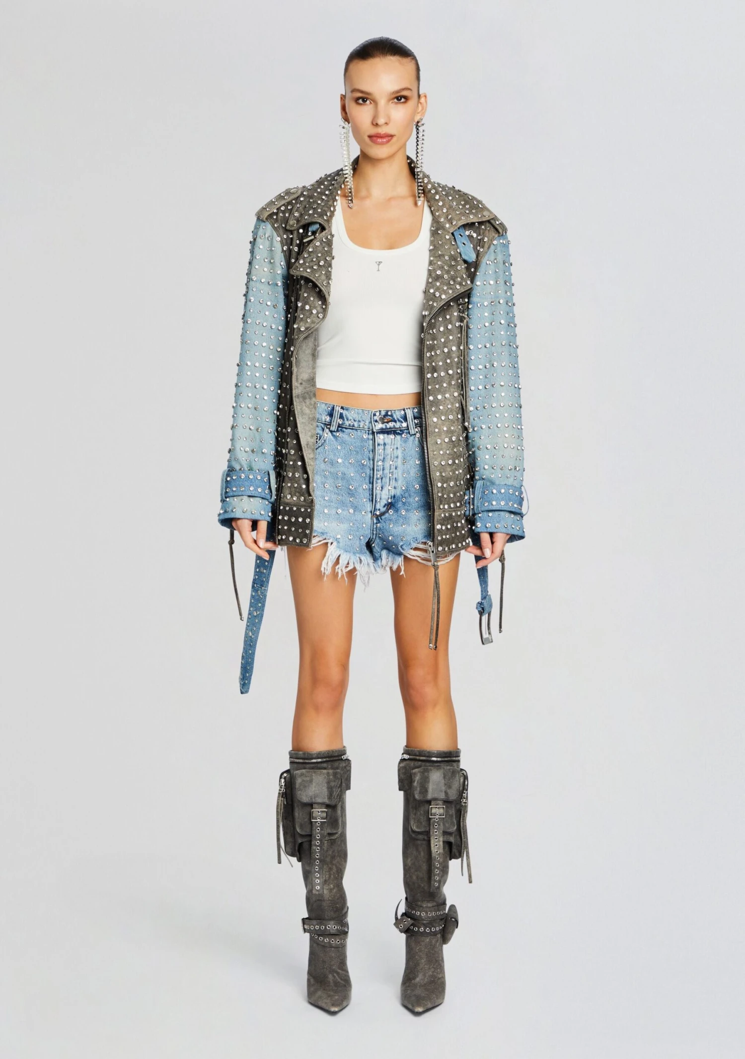 Angel Embellished Denim Short 5 Angel Embellished Denim Short - Image 5