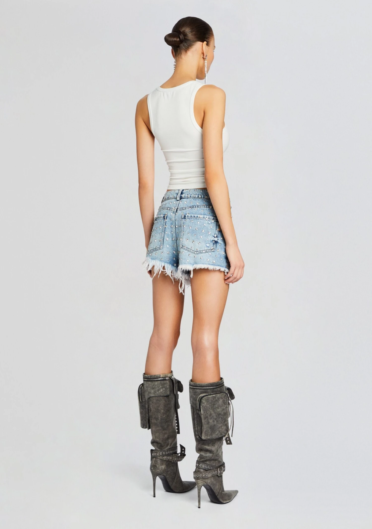 Angel Embellished Denim Short 4 Angel Embellished Denim Short - Image 4