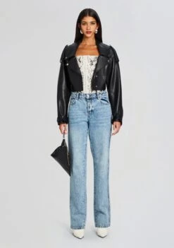 Leonie Leather Top -TrendAura Store Ecommerce Crop 24 02 16 LEONIETOP NEUTRALSNAKE FLORAPANT TANGIER 1904 ECOMM