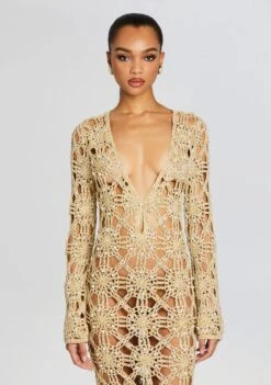 Yesly Knit Crochet Dress -TrendAura Store Ecommerce Crop 24 02 16 YESLEYDRESS METALLICGOLD 065 ECOMM