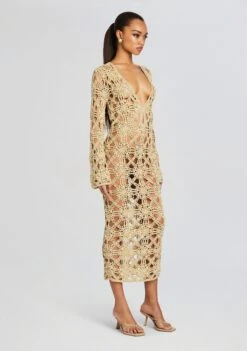 Yesly Knit Crochet Dress -TrendAura Store Ecommerce Crop 24 02 16 YESLEYDRESS METALLICGOLD 076 ECOMM