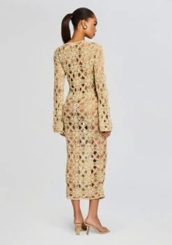 Yesly Knit Crochet Dress -TrendAura Store Ecommerce Crop 24 02 16 YESLEYDRESS METALLICGOLD 080 ECOMM