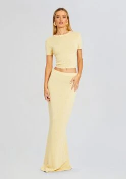 Clare Knit Baby Tee -TrendAura Store Ecommerce Crop 24 03 12 CLAREBABYTEE KORASKIRT BUTTER 1407 ECOMM