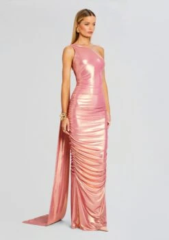 Shannon Dress -TrendAura Store Ecommerce Crop 24 03 13 SHANNONDRESS GOLDENPEACH 0052 ECOMM