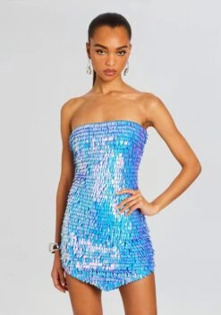 Valley Feather Sequin Dress -TrendAura Store Ecommerce Crop 24 03 27 VALLEYDRESS IRIDESCENTBLUE 0126 ECOMM