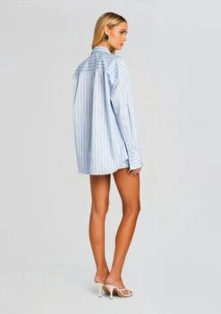 Louise Shirt -TrendAura Store Ecommerce Crop 24 04 16 LACEYBRALETTE LOUISESHIRT LILLIANSHORT POWDERBLUESTRIPE 2051 ECOMM